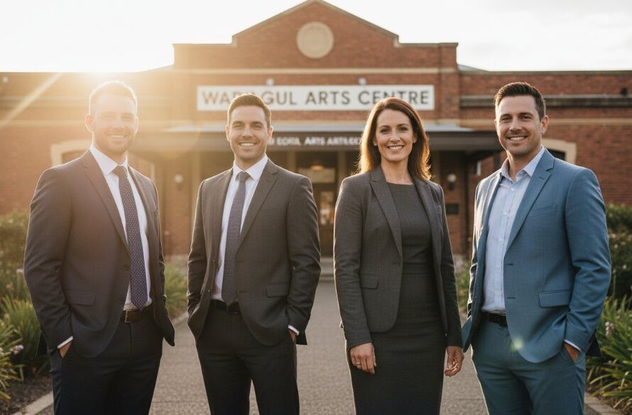 Dynamic and dramatic 'epic moment' style photograph showcasing Warragul Corporate Photography for Executive Branding, featuring a diverse group of confident business professionals networking in a modern, sunlit Warragul co-working space, shot with professional lighting and vivid colour grading.