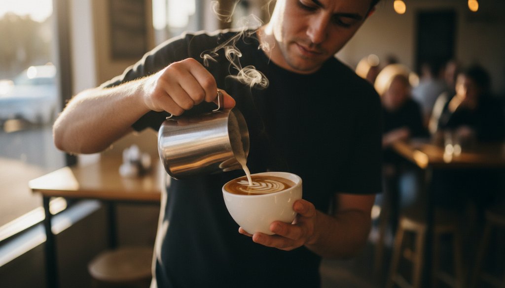 Dynamic shot of a local Wodonga artisan proudly showcasing their handcrafted product against a backdrop of a vibrant community market, bathed in golden hour light, embodying professional Wodonga regional advertising photography for local businesses.