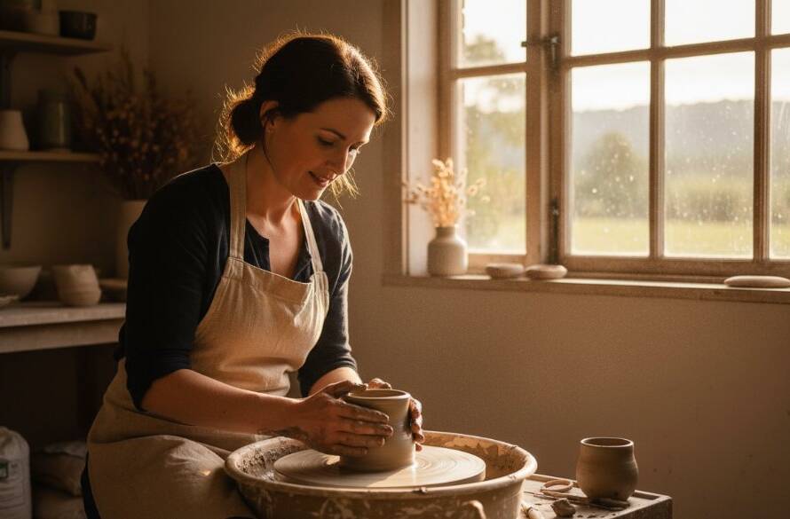 An inspiring Wonga Park Victoria personal branding photography shot featuring an entrepreneur confidently overlooking the Yarra Valley at sunrise, capturing their vision and professional essence with dramatic, golden hour light.